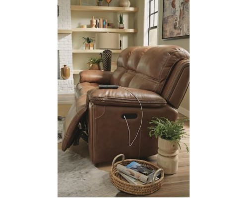  Fenwick Leather Power Reclining Sofa with Power Headrests Brown